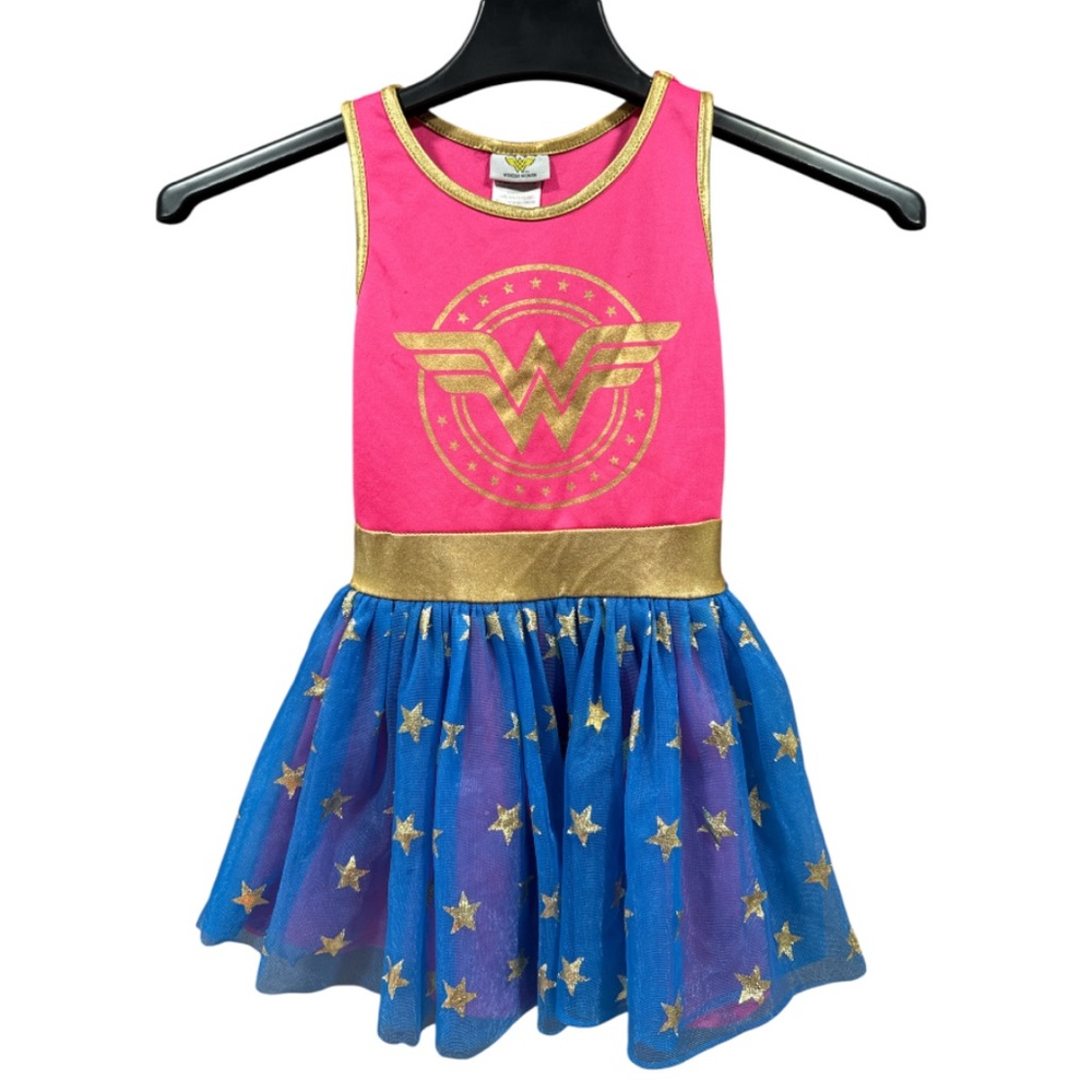 DC Wonder Woman Kids Costume Dress - Pink and Blue with Gold